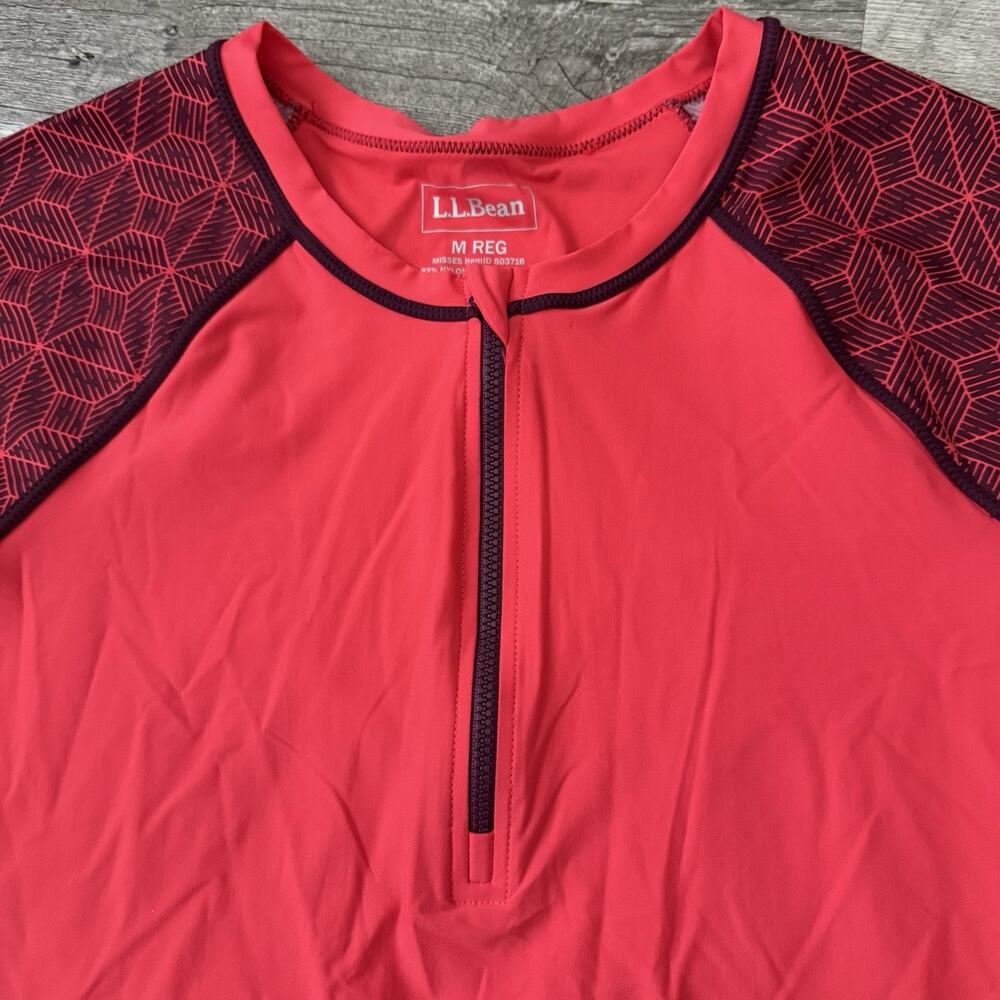 LL Bean 1/4 Zip Top Womens Medium RENEW Swim Rash Guard 503716 Beach UPF50 - Picture 3 of 7